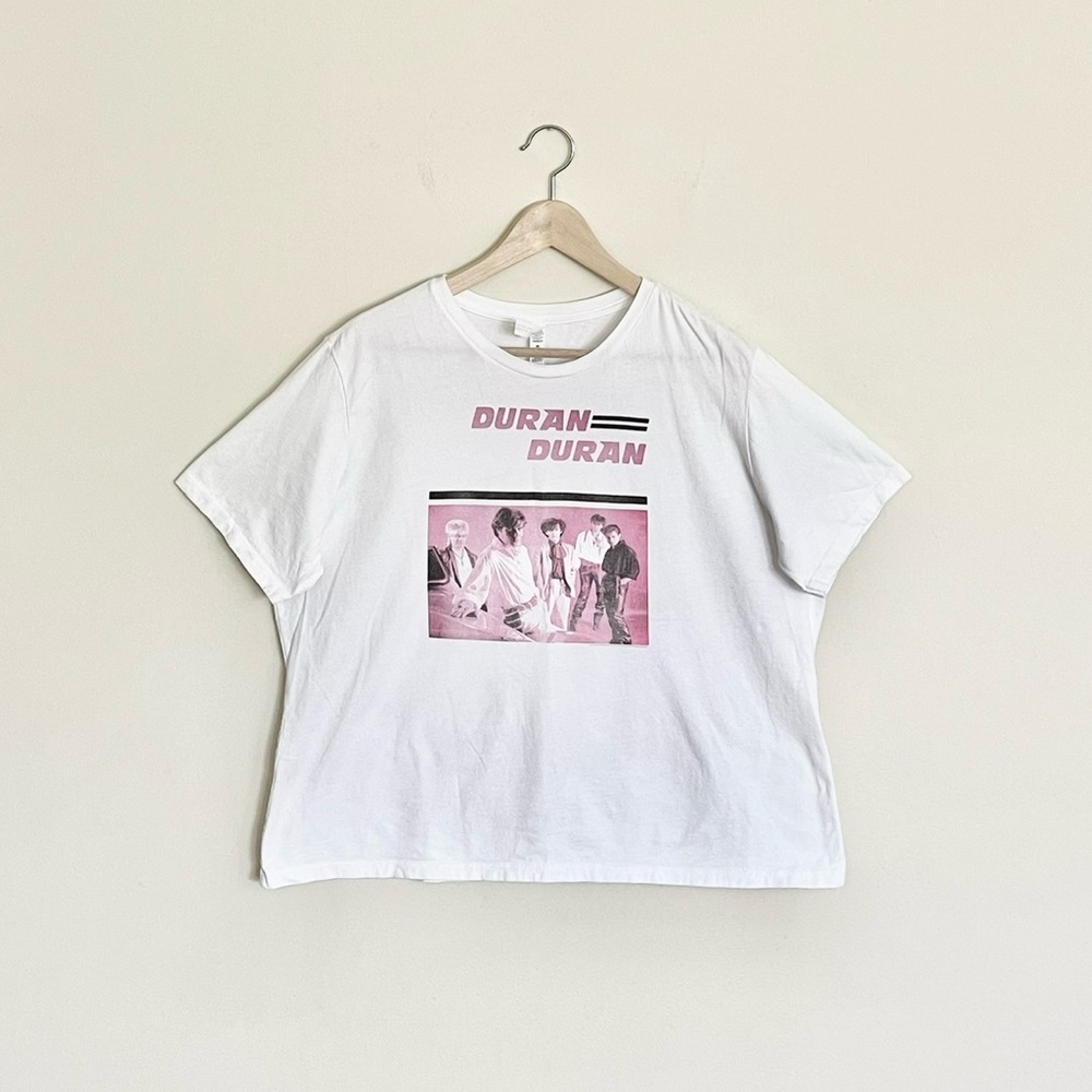Duran Duran Pinkduran 80s New Wave Retro White Band T Shirt Women’s size 2XL